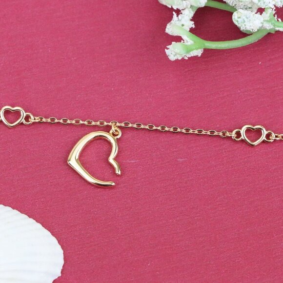 "Delicate Rose Gold Heart Bracelet with Adjustable Chain Extender, XPBL0863 - Picture 11 of 12